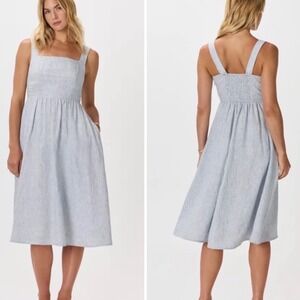 Quince Light Blue Striped Midi Sundress